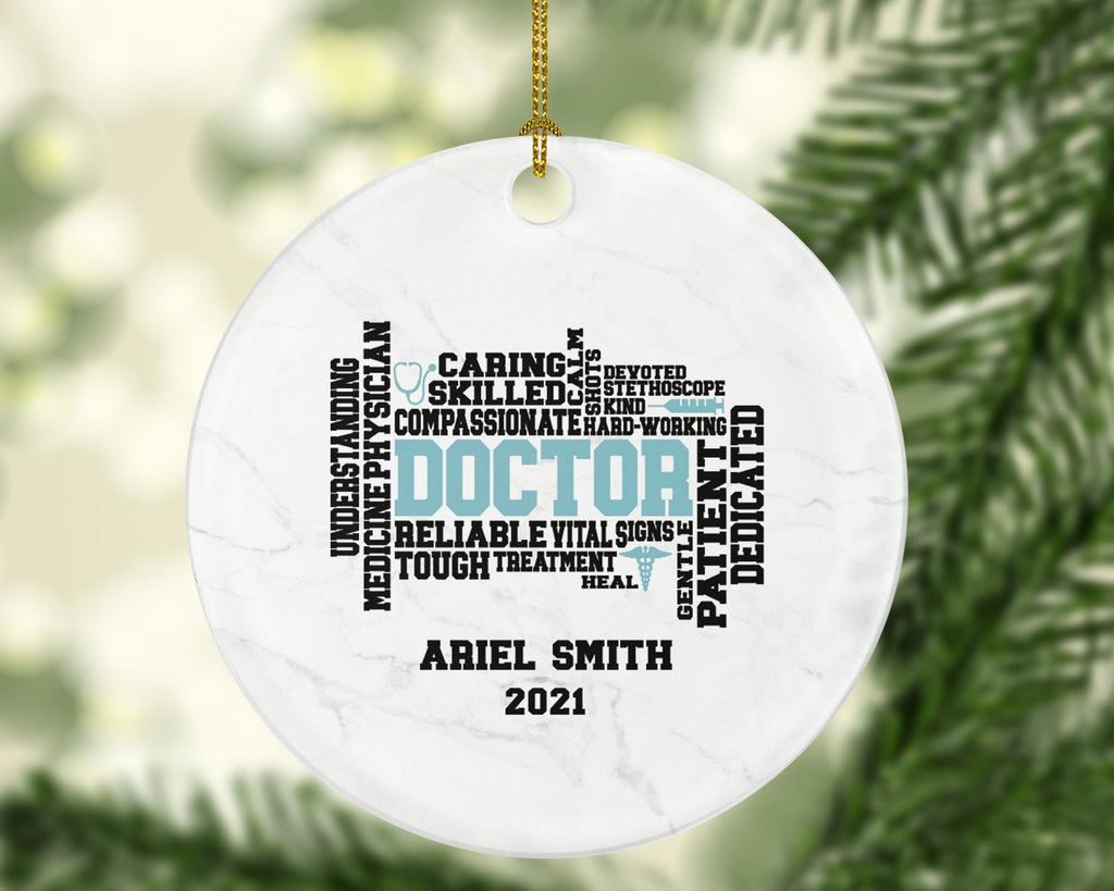 Doctor Christmas Ornament Personalized - Medical Doctor Health Worker Gift from Patient for Physician Practitioner MD