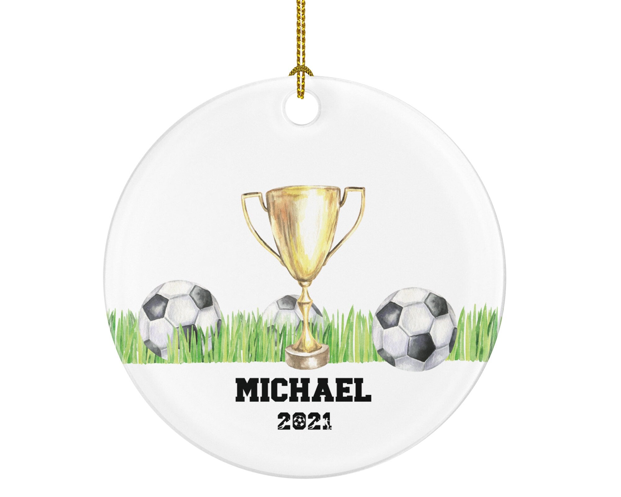 Soccer Playing Christmas Ornament - Goal Keeper Saver Coach Team Player Personalized Gift Gamer Sports Match Senior Custom Ball Cup Champion