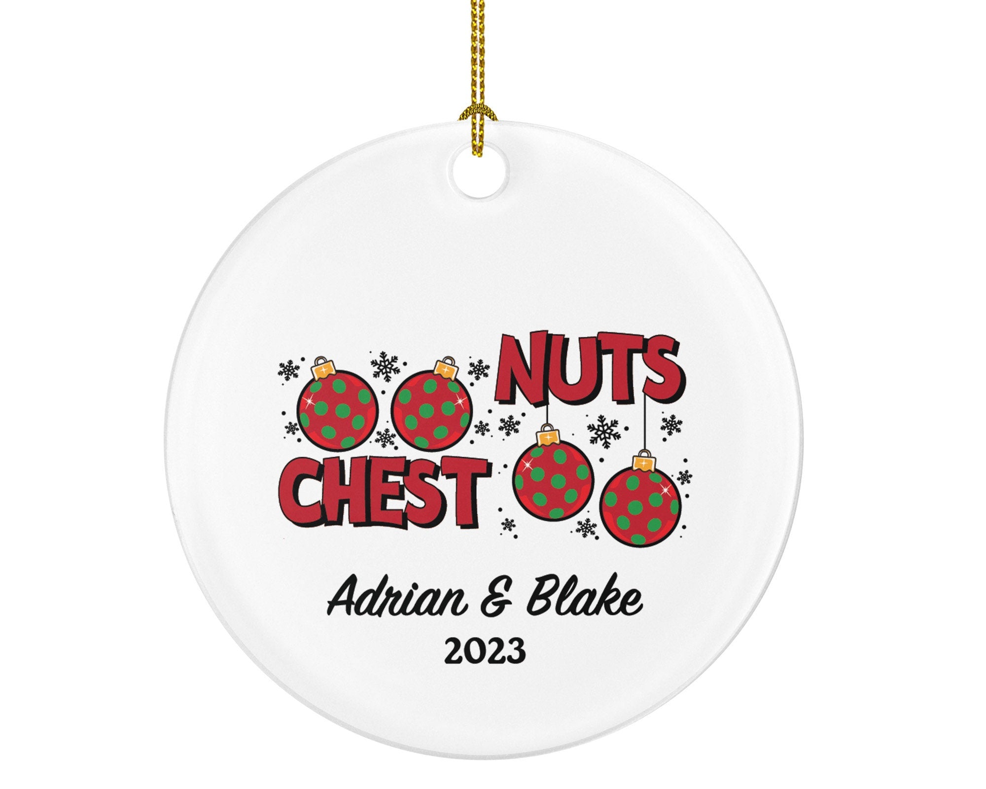 Chest Nuts Couple Funny Christmas Ornament - Personalized Mr and Mrs Married Future Marriage Husband Wife Fiancé Love