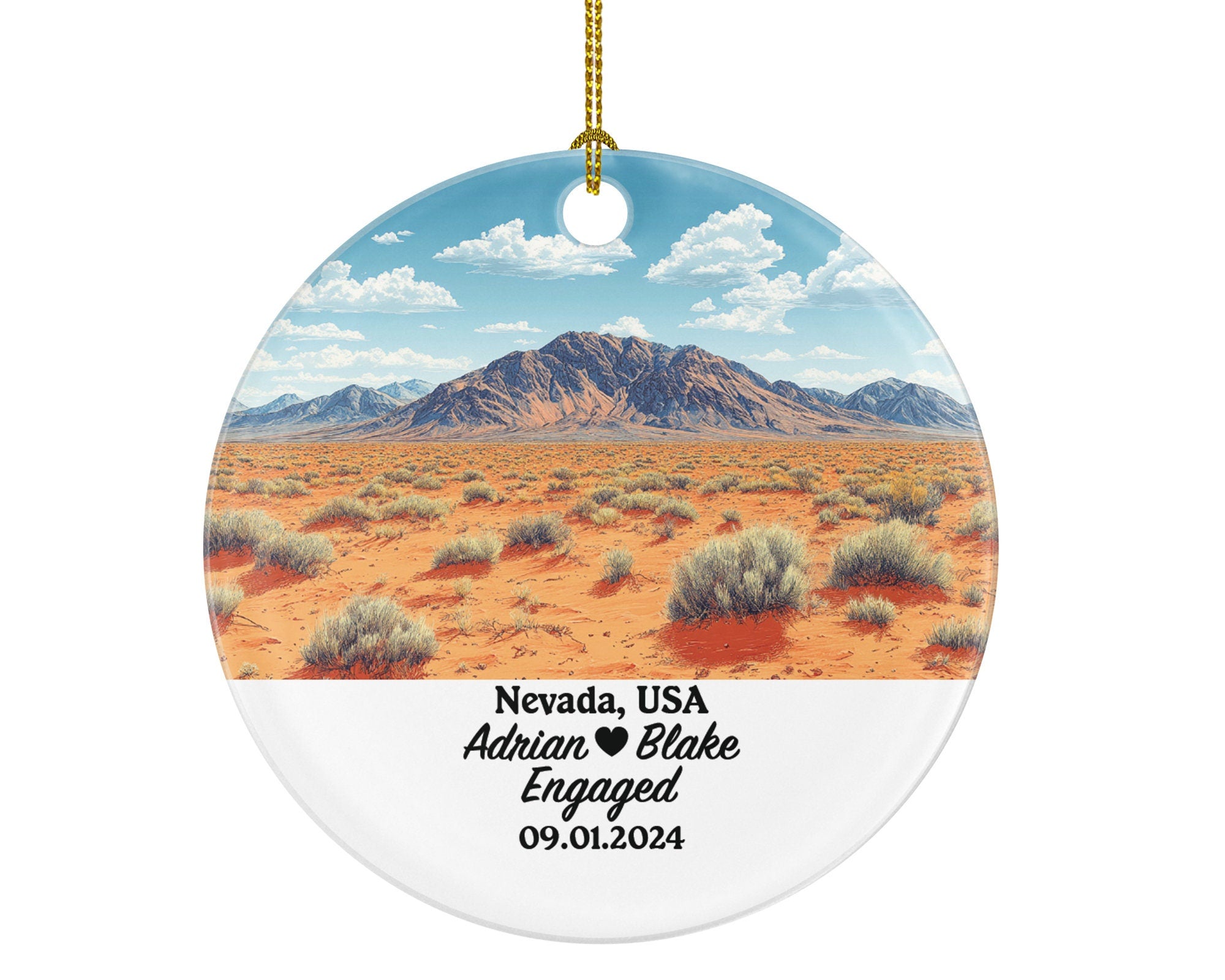 Nevada Christmas Ornament Personalized - NV Engaged Married Family Together Couple Travel Honeymoon Engagement Marriage