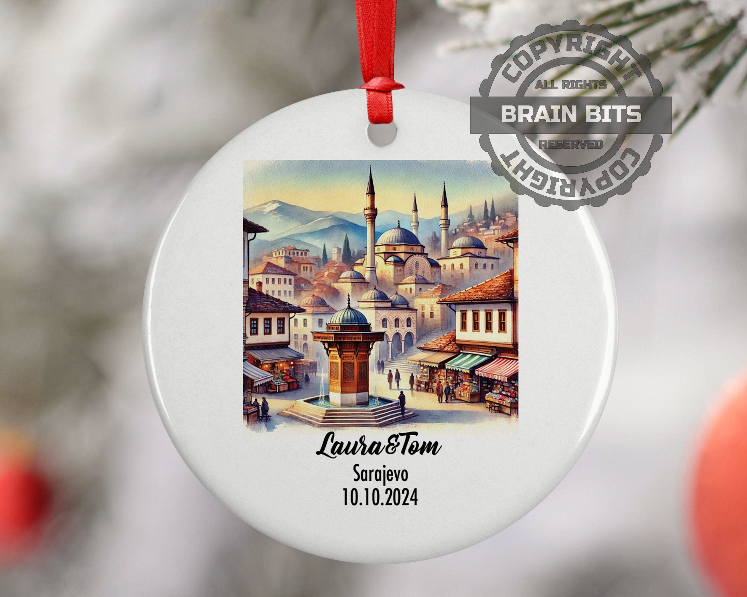 Sarajevo, Bosnia and Herzegovina, Ornament, Engagement, Married, Travel, Gift for Engaged Couple, Engagement Gift, Trip, Vacation Souvenir