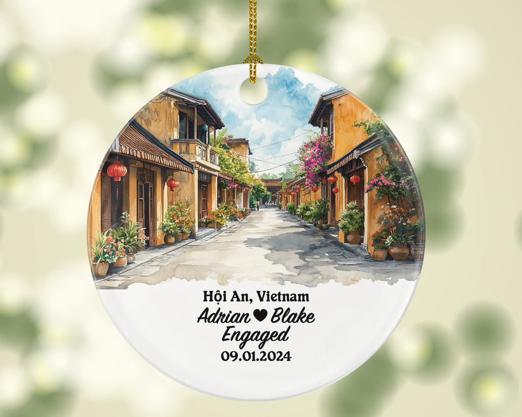 Hội An Christmas Ornament Personalized - Vietnam Engaged Married Family Together Couple Travel Honeymoon Engagement Marriage