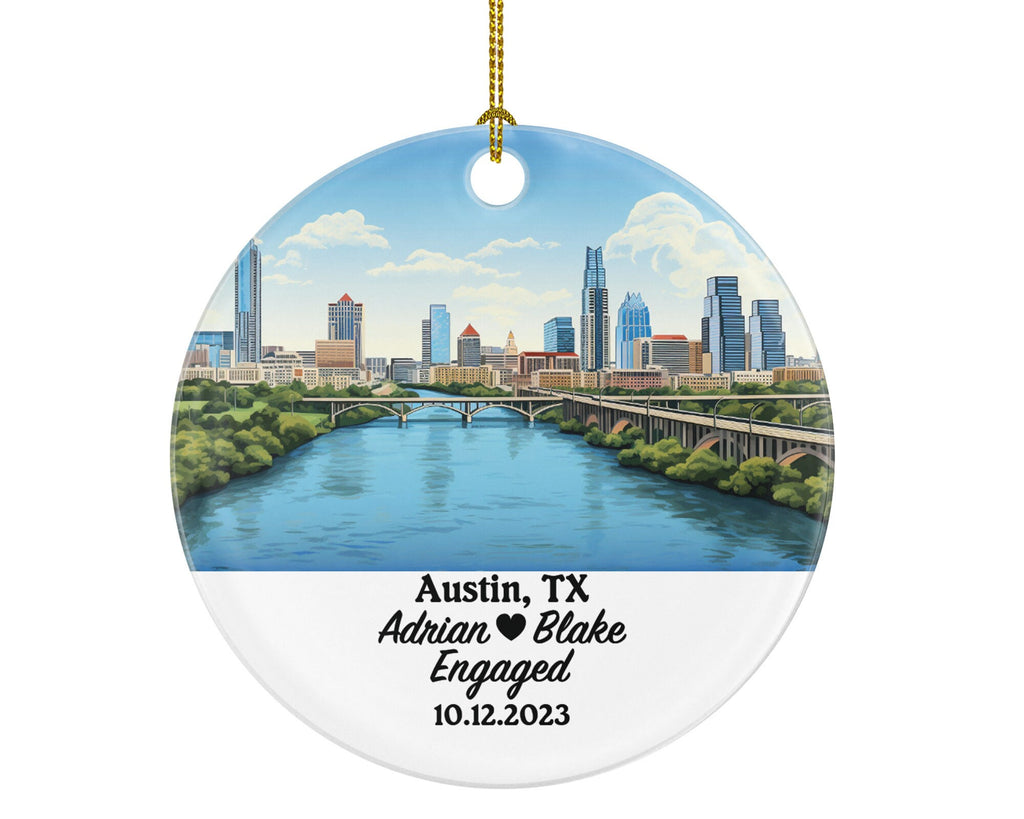 Austin Texas Christmas Ornament Personalized - TX Engaged Married Family Together Couple Travel Honeymoon Engagement Marriage