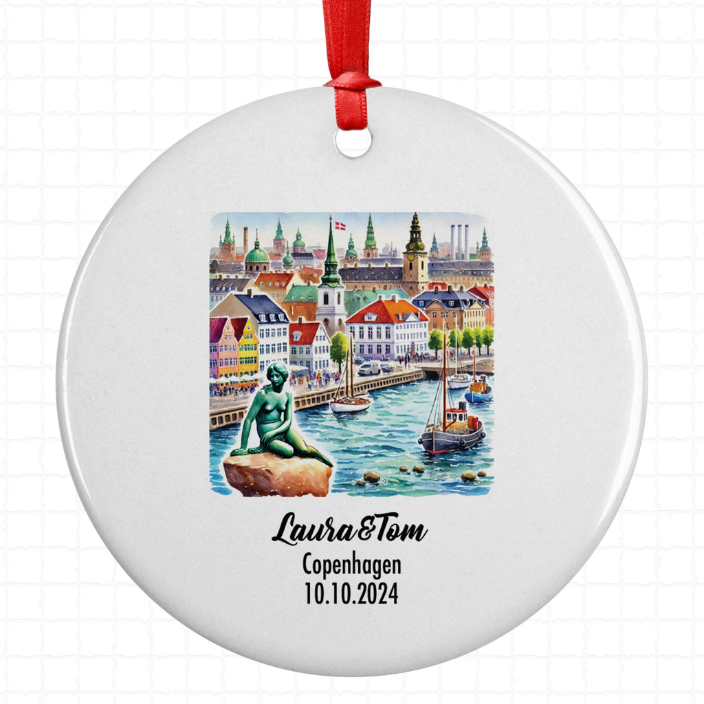 Copenhagen, Denmark, Ornament, Engagement, Married, Travel, Gift for Engaged Couple, Engagement Gift, Trip, Vacation Souvenir