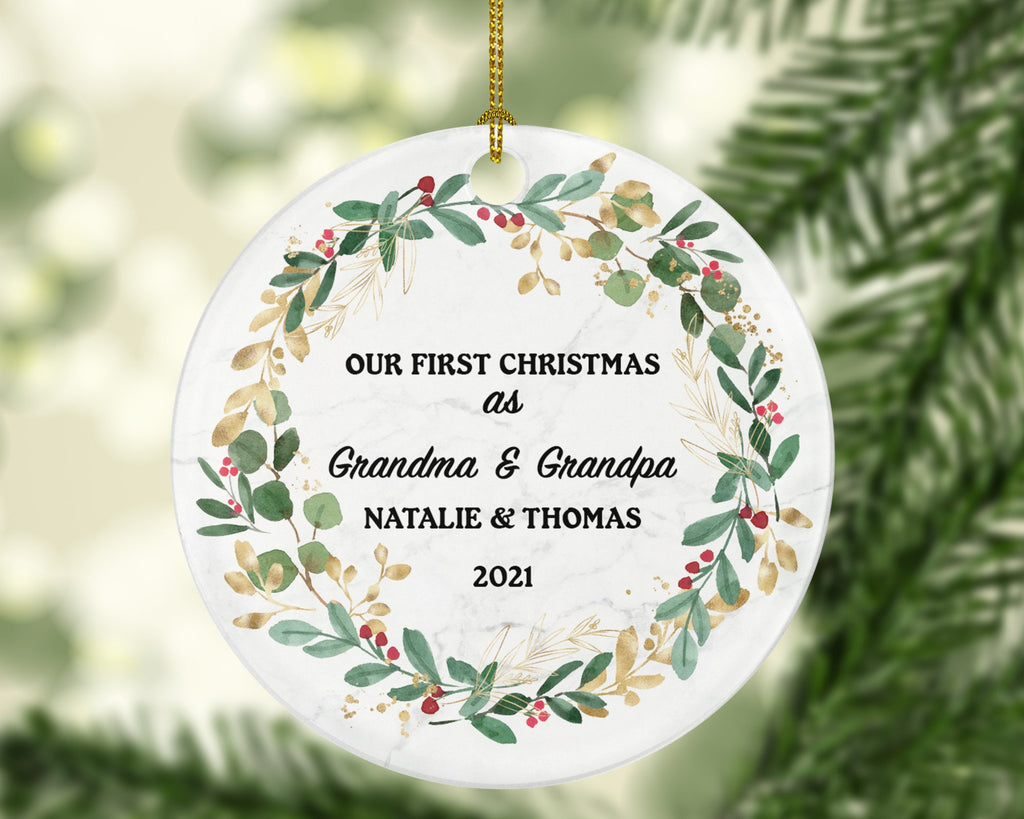 Grandparents First Christmas Ornament Personalized, As Grandma and & Grandpa Custom Gift First Christmas
