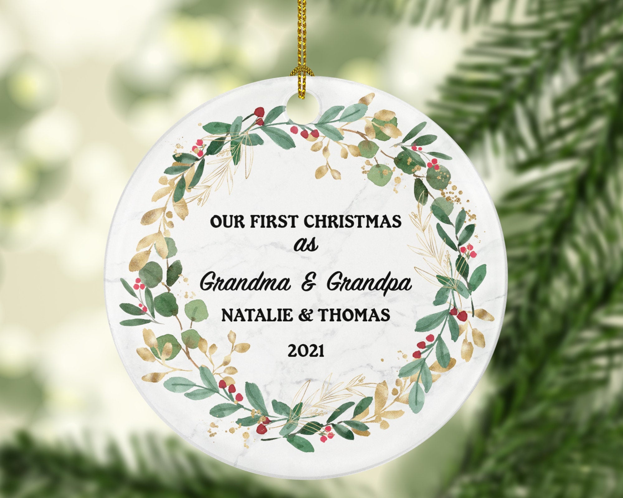 Grandparents First Christmas Ornament Personalized, As Grandma and & Grandpa Custom Gift First Christmas