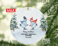 First Christmas Engaged Personalized Ornament - Engagement Announcement Couple Gift - Snowmen