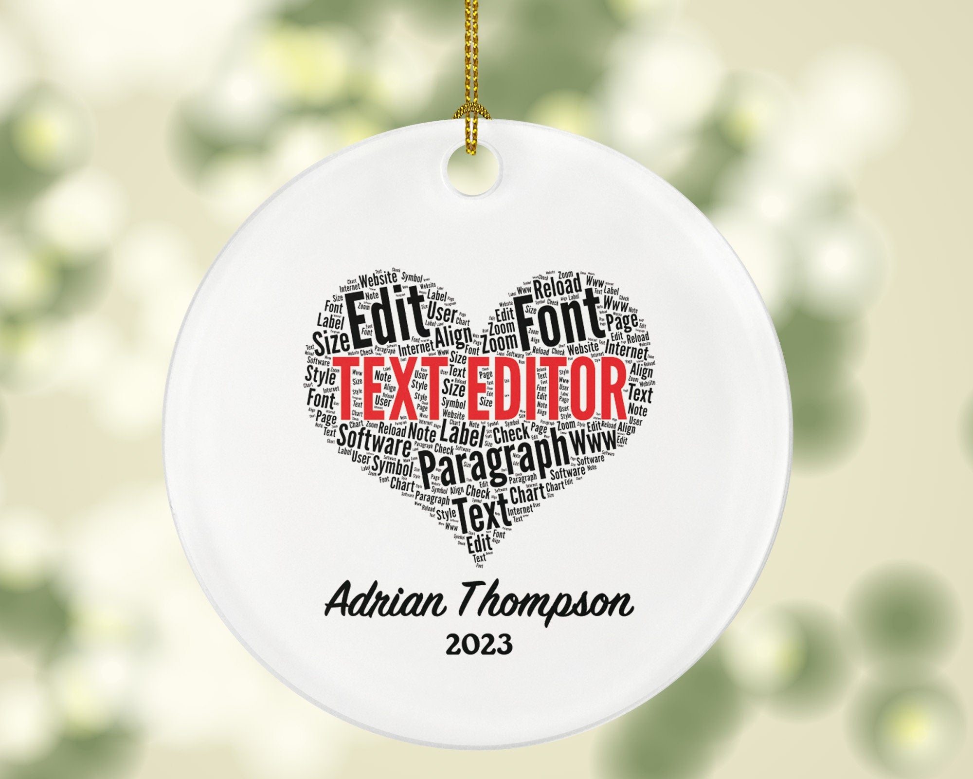 Text Editor Christmas Ornament Personalized - Paragraph Writer Text Custom Name Gift