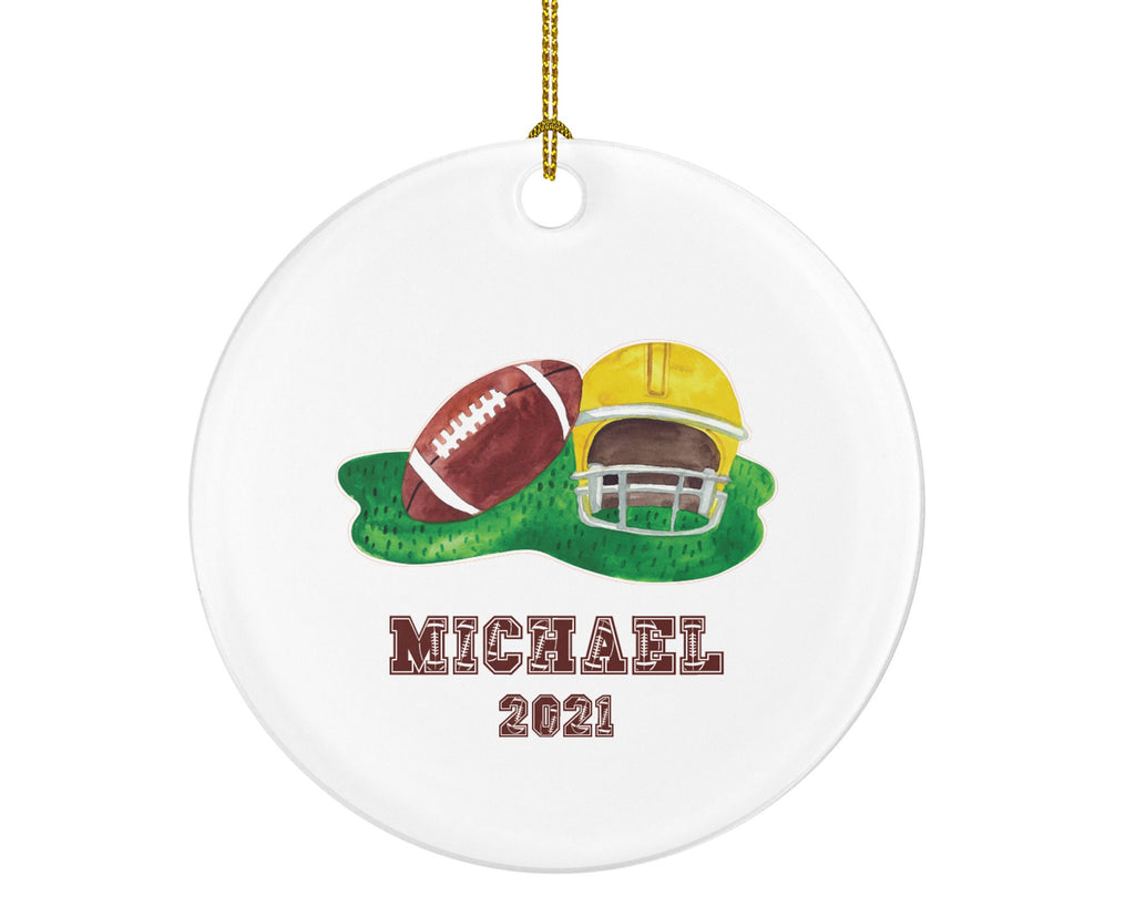 Football Rugby Team Player Gamer Personalized Christmas Ornament - Sports Match Boys Senior Gift Ornament Helmet Field Custom Name