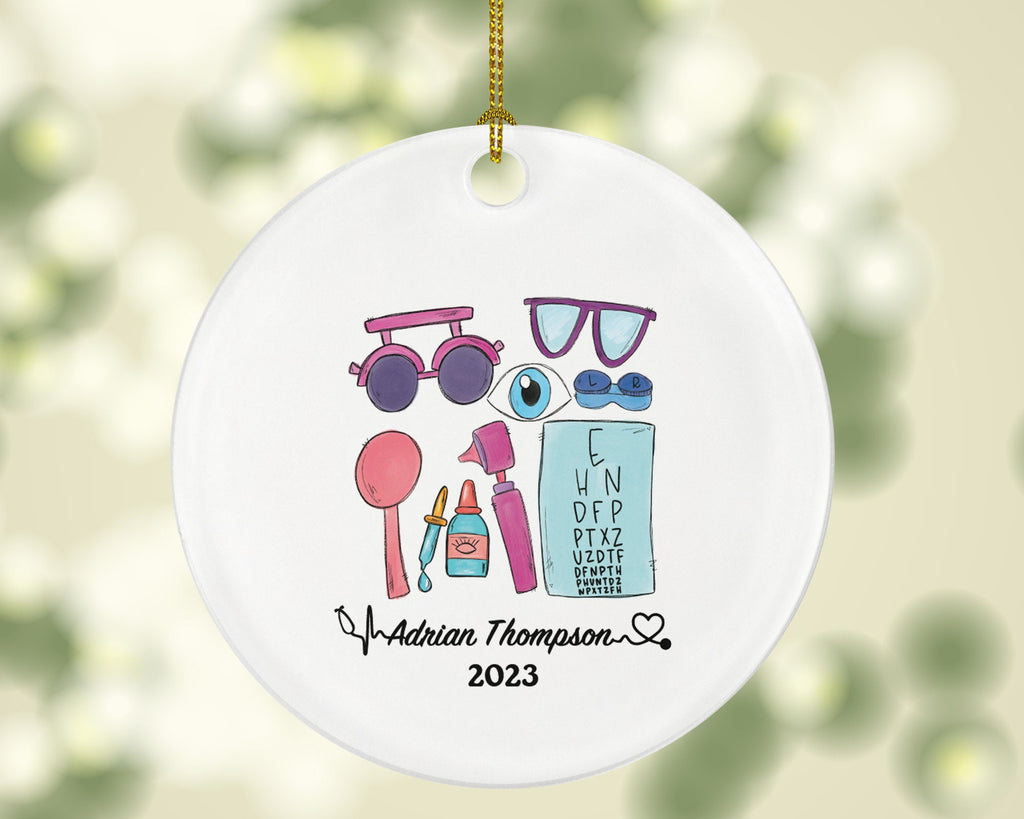 Optometrist Christmas Ornament Personalized - Eyes Seeing Doctor Visual System Gift Graduation Appreciation Gift for Female or Male