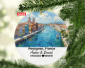 Personalized Perpignan France Christmas Ornament, Palais des Rois de Majorque, Mr & Mrs Wedding, Engagement, Honeymoon Keepsake to Couples