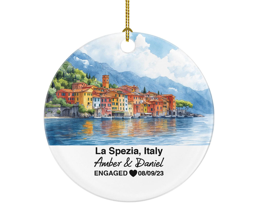 Custom La Spezia Italy Christmas Ornament, Cinque Terre, Personalized Couple Gift, Celebrate Your Wedding, Engagement, Honeymoon