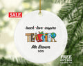 Teacher Ornament Personalized - Teach Love Inspire Teacher Custom Gift Apple from Student Appreciation Mr Mrs School Graduate Graduation
