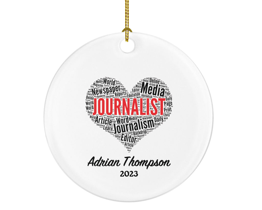 Journalist Christmas Ornament Personalized - Journalism Gift - Journalist Word Art Reporter Gift