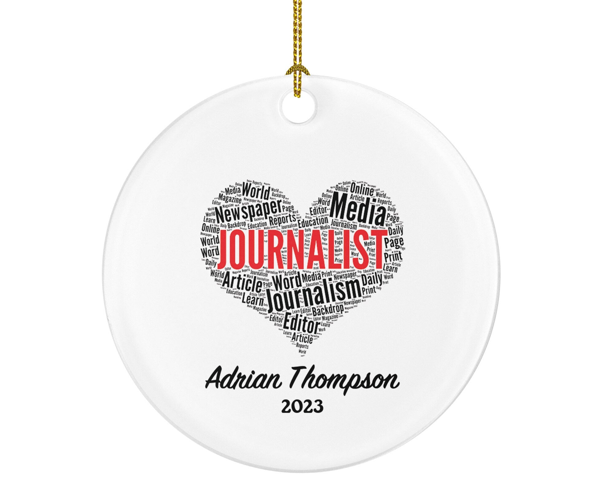 Journalist Christmas Ornament Personalized - Journalism Gift - Journalist Word Art Reporter Gift