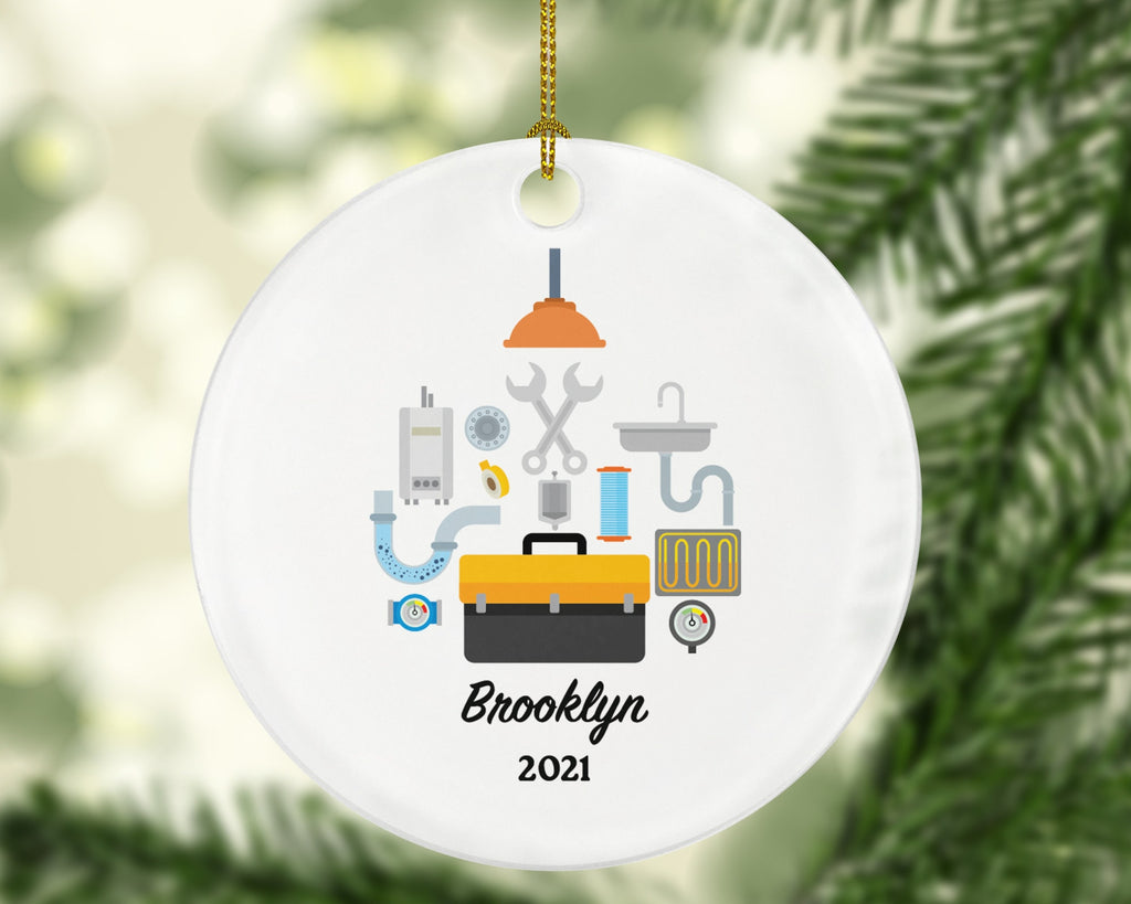 Plumbing, Plumber Personalized Christmas Ornament - Tool Box Holiday Handyman Helper Gift