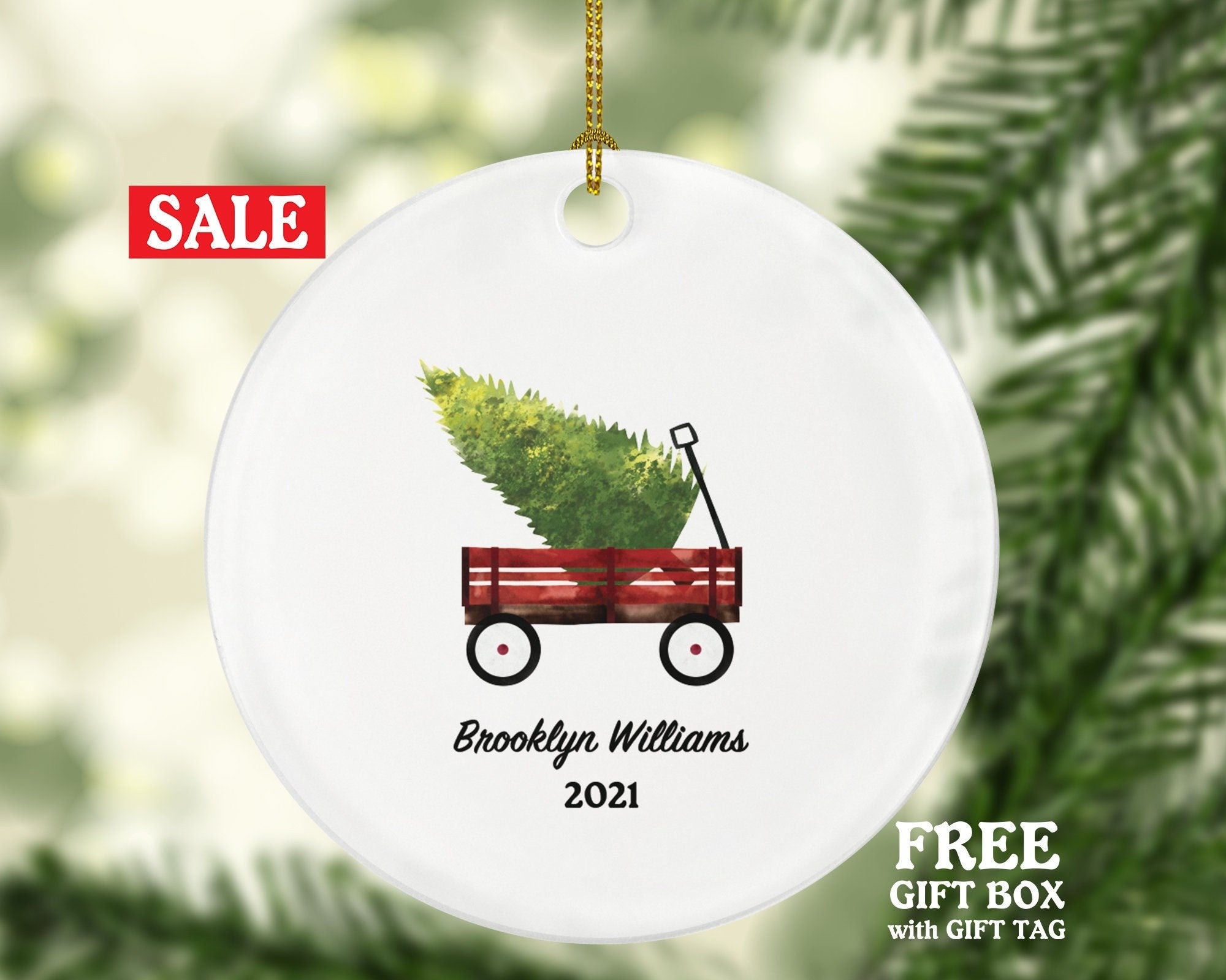 Wagon Christmas Ornament Personalized - Gift For KidsToddler