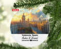 Valencia Spain Round Ceramic Christmas Ornament – Personalized Holiday Keepsake, Custom Couple Gift for Wedding or Honeymoon