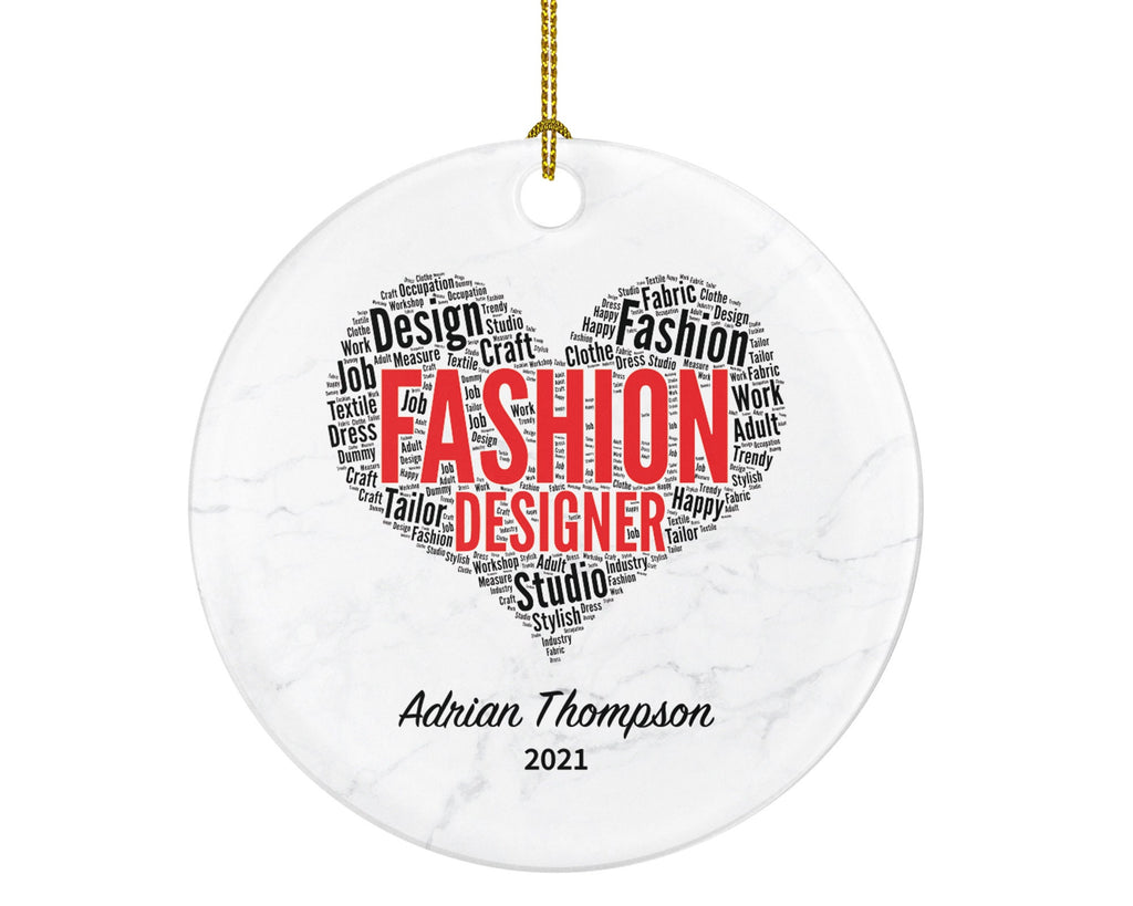 Fashion Designer Christmas Ornament Personalized, Fashion Design Gift, Textiles, Sewing, Apparel, Styling Custom Name and Year