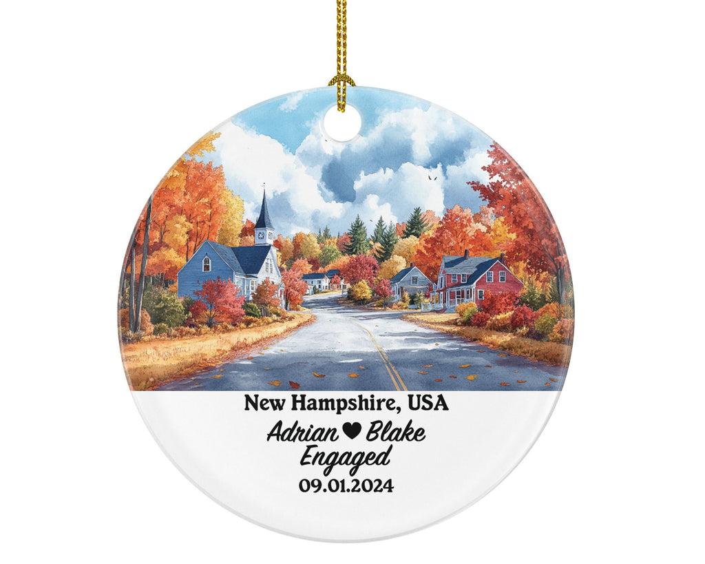New Hampshire Christmas Ornament Personalized - NH Engaged Married Family Together Couple Travel Honeymoon Engagement Marriage