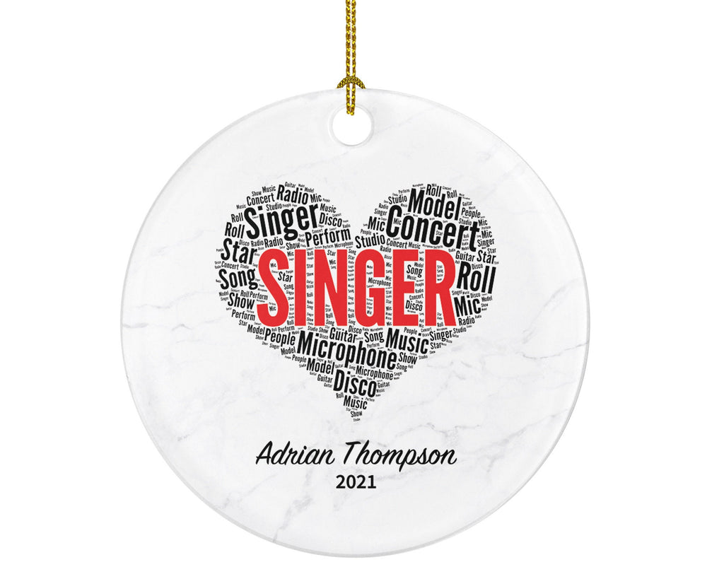 Singer Christmas Ornament Personalized - Musician Musical Gift for Singer - Custom Name Year