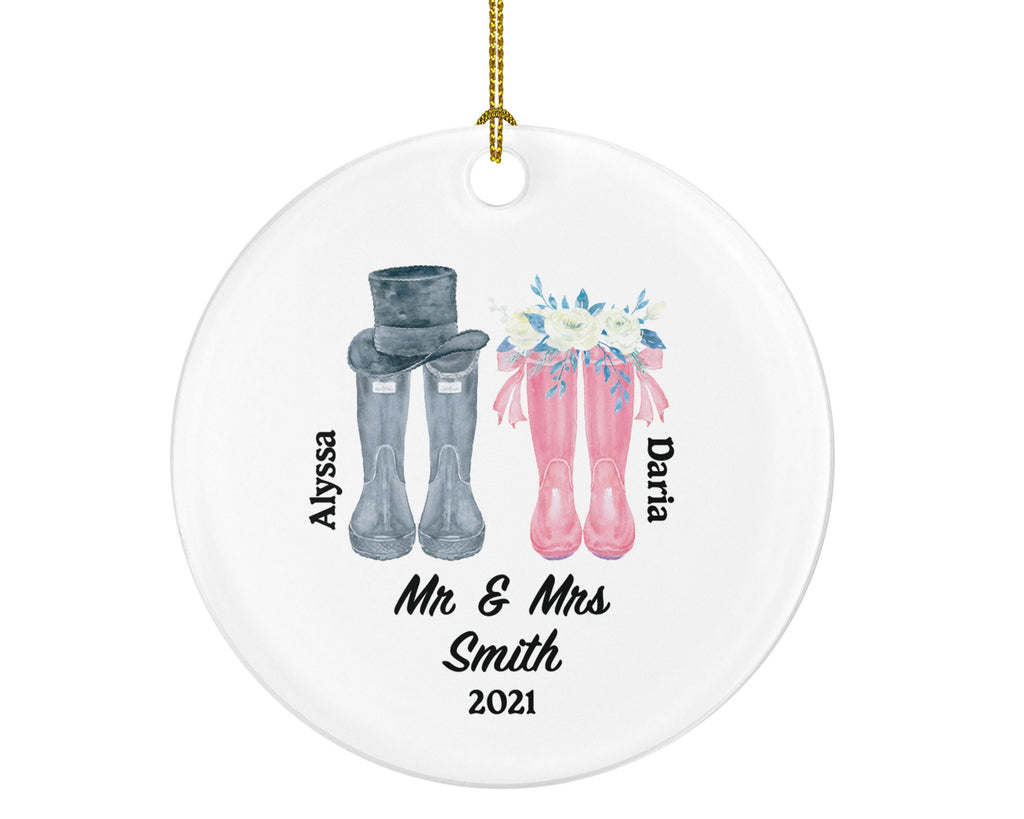 First Christmas As Mr & Mrs Bride Groom Boots Ornament Personalized - Wedding First Married Gift for Newlywed Couple Gift Present Marriage