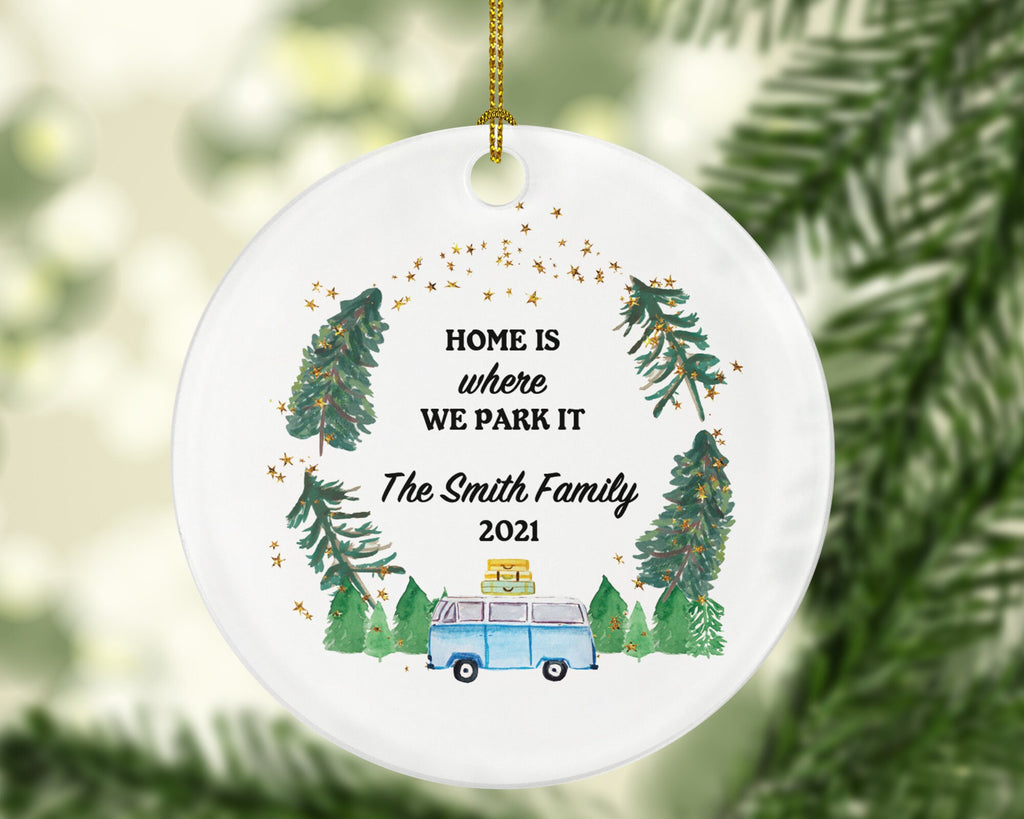 Camper Ornament - Camping Tent Family Christmas Bicycle Fire Vacation Trip Recreational Personalized Gift