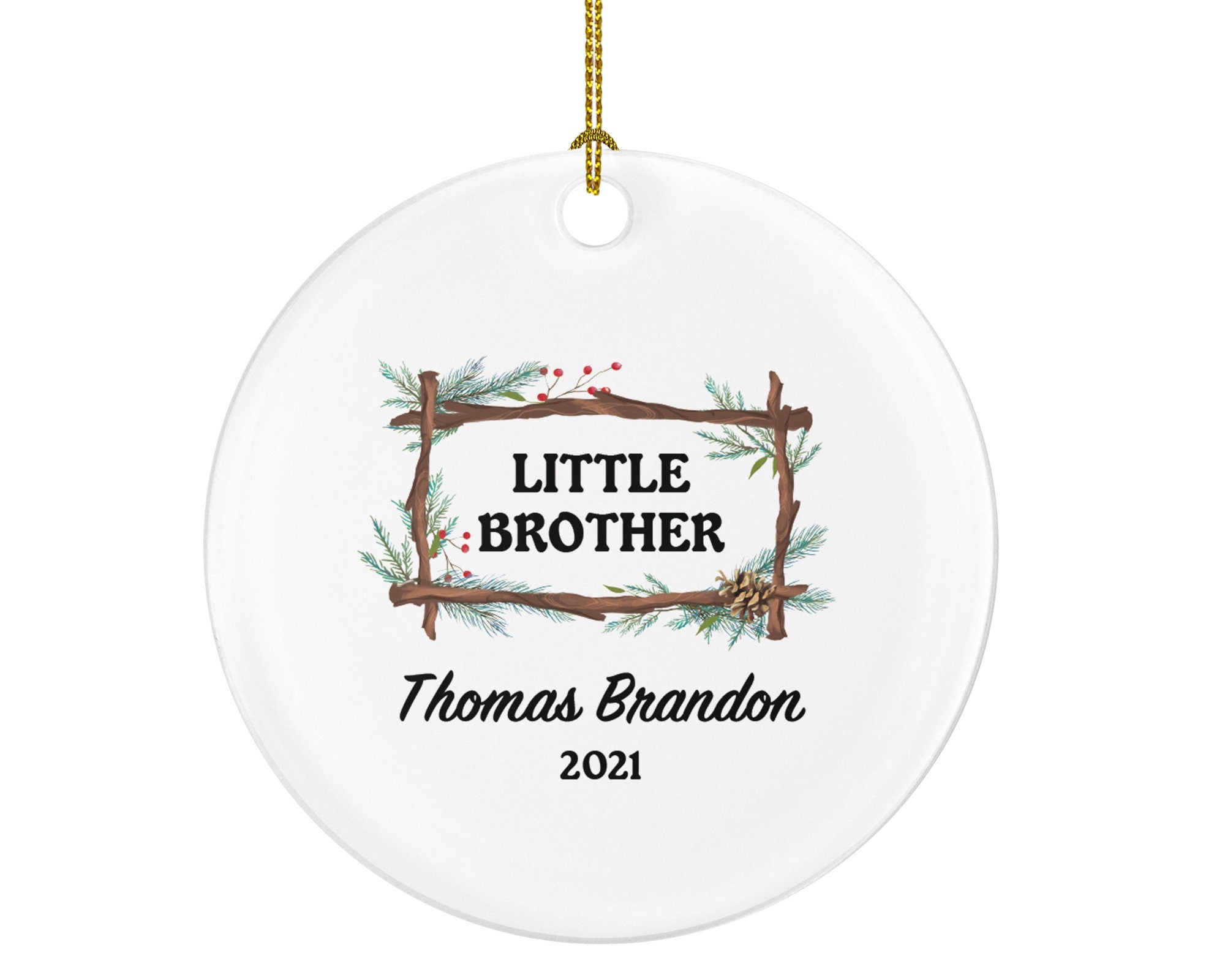 Little Brother Personalized Christmas Ornament, Best Little Brother Ever Gift from Sibling Kids Christmas Decoration