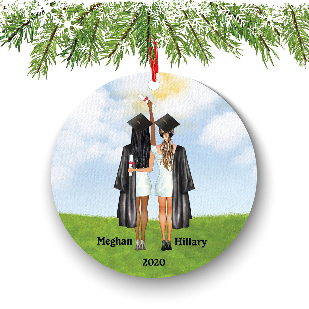 Personalized Graduation Christmas Ornament Class of 2020 2021 for Graduate Female Bff Besties Masters Bachelor Doctorate College High School
