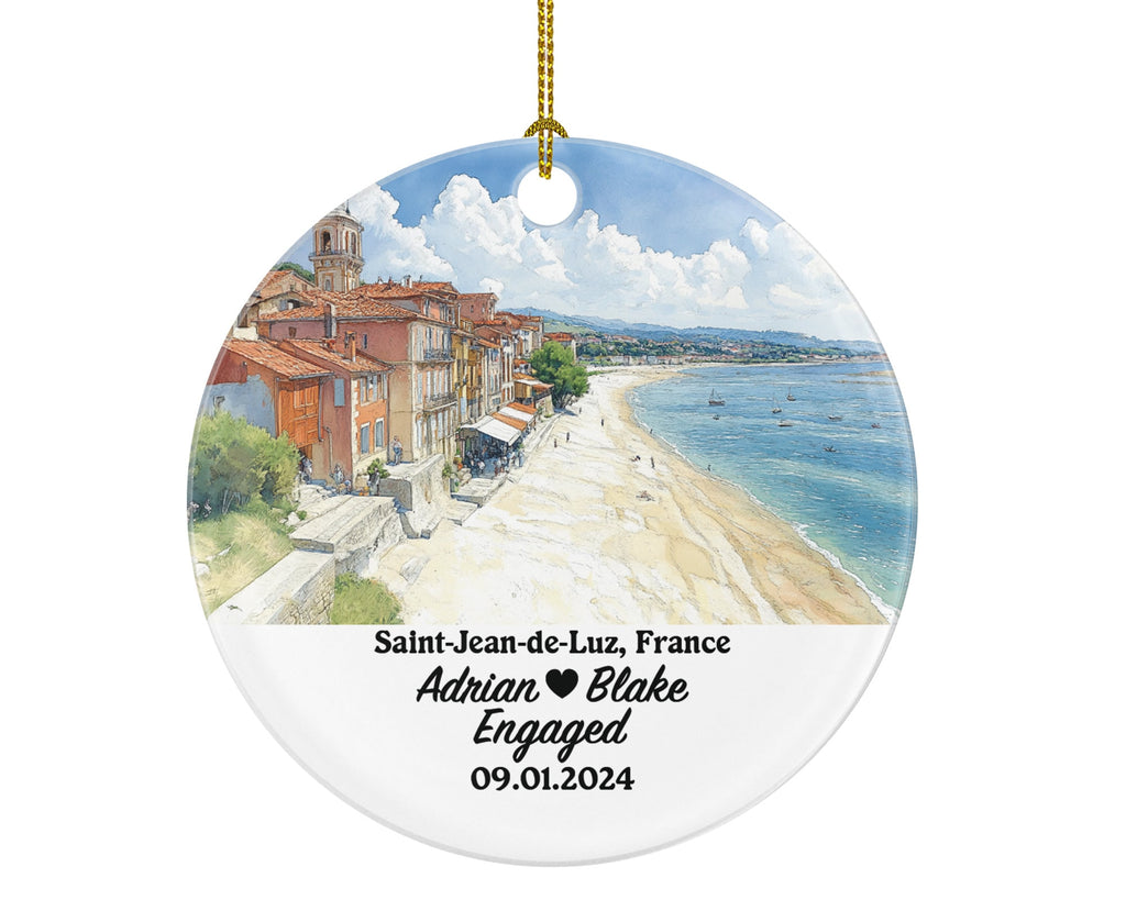 Saint-Jean-de-Luz Christmas Ornament Personalized - France Engaged Married Family Together Couple Travel Honeymoon Engagement Marriage