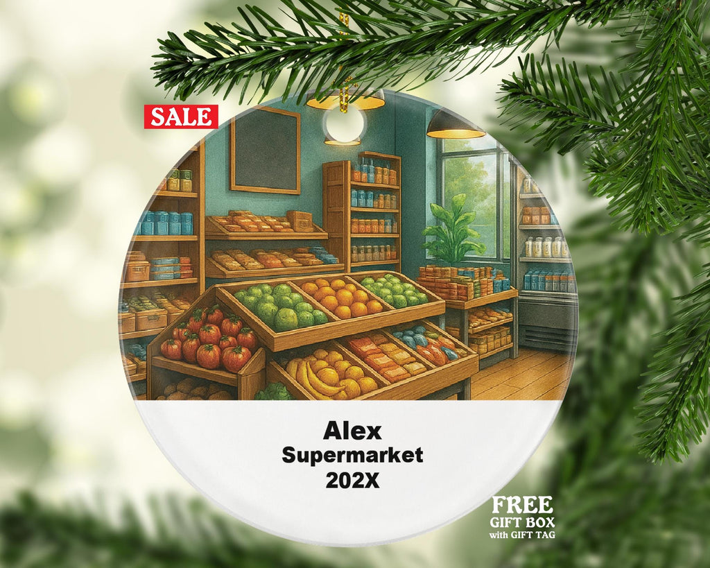 Personalized Supermarket Ornament – Custom Gift for Grocery Store Owners & Managers – 202X Holiday Keepsake