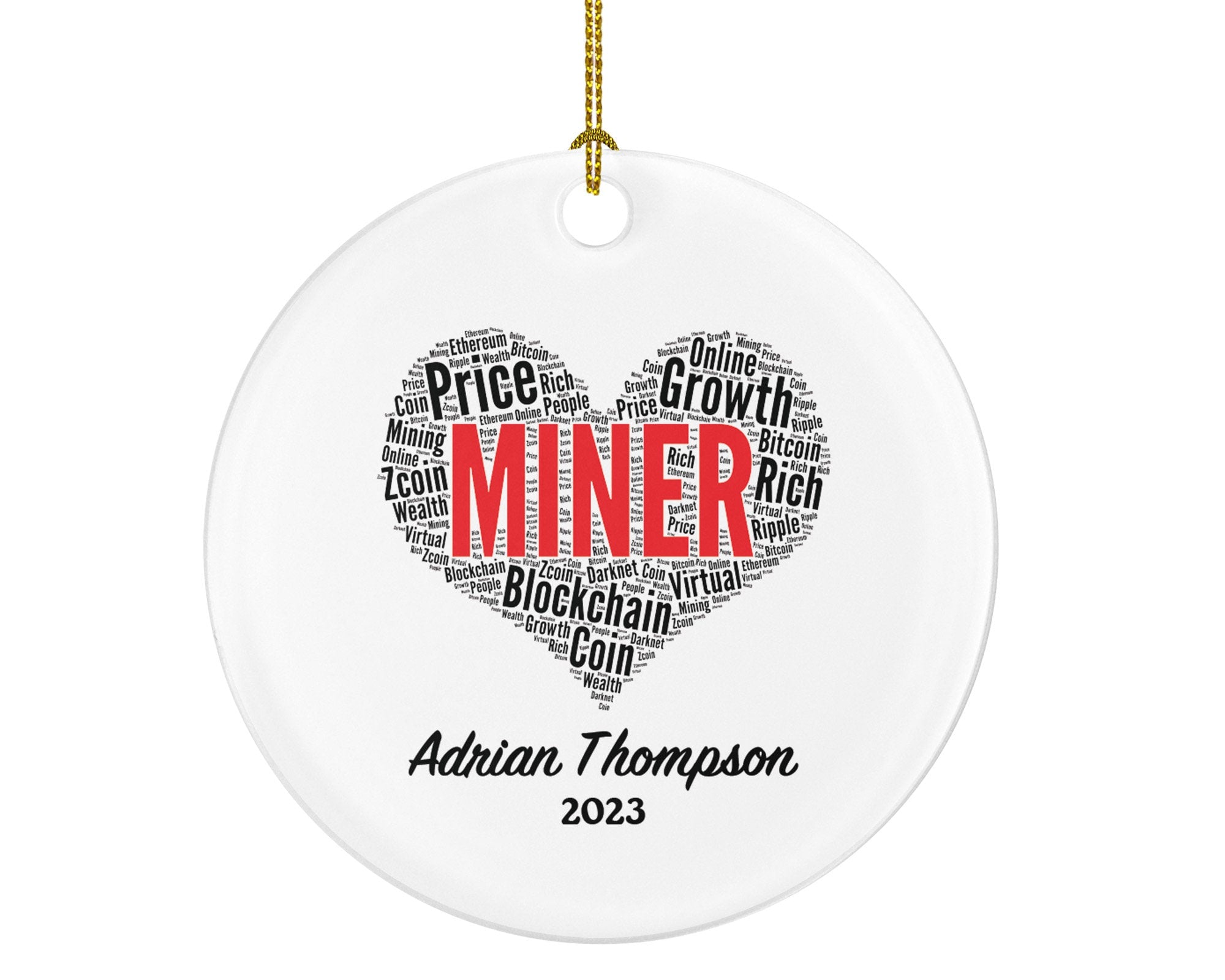 Miner Christmas Ornament Personalized - Gift for a Mining Custom Name