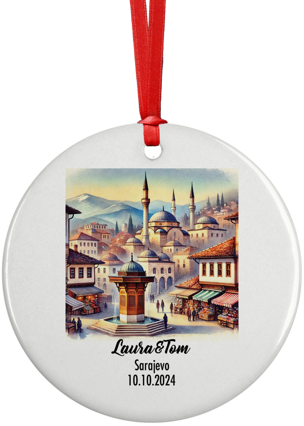 Sarajevo, Bosnia and Herzegovina, Ornament, Engagement, Married, Travel, Gift for Engaged Couple, Engagement Gift, Trip, Vacation Souvenir