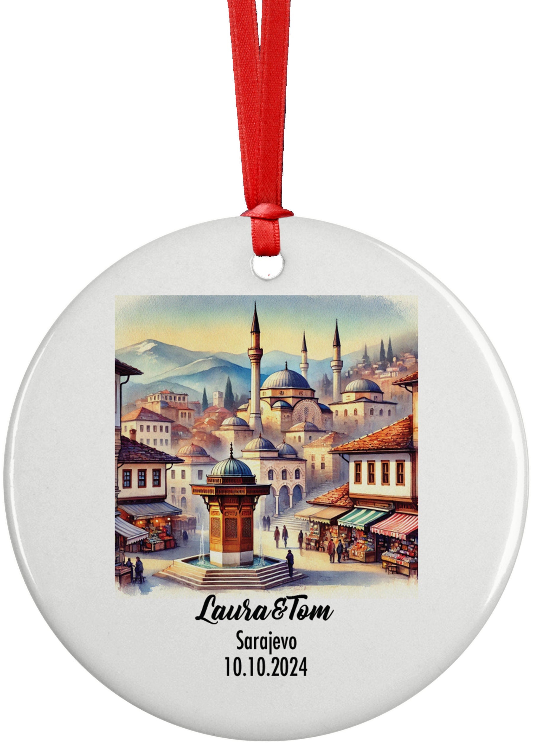 Sarajevo, Bosnia and Herzegovina, Ornament, Engagement, Married, Travel, Gift for Engaged Couple, Engagement Gift, Trip, Vacation Souvenir
