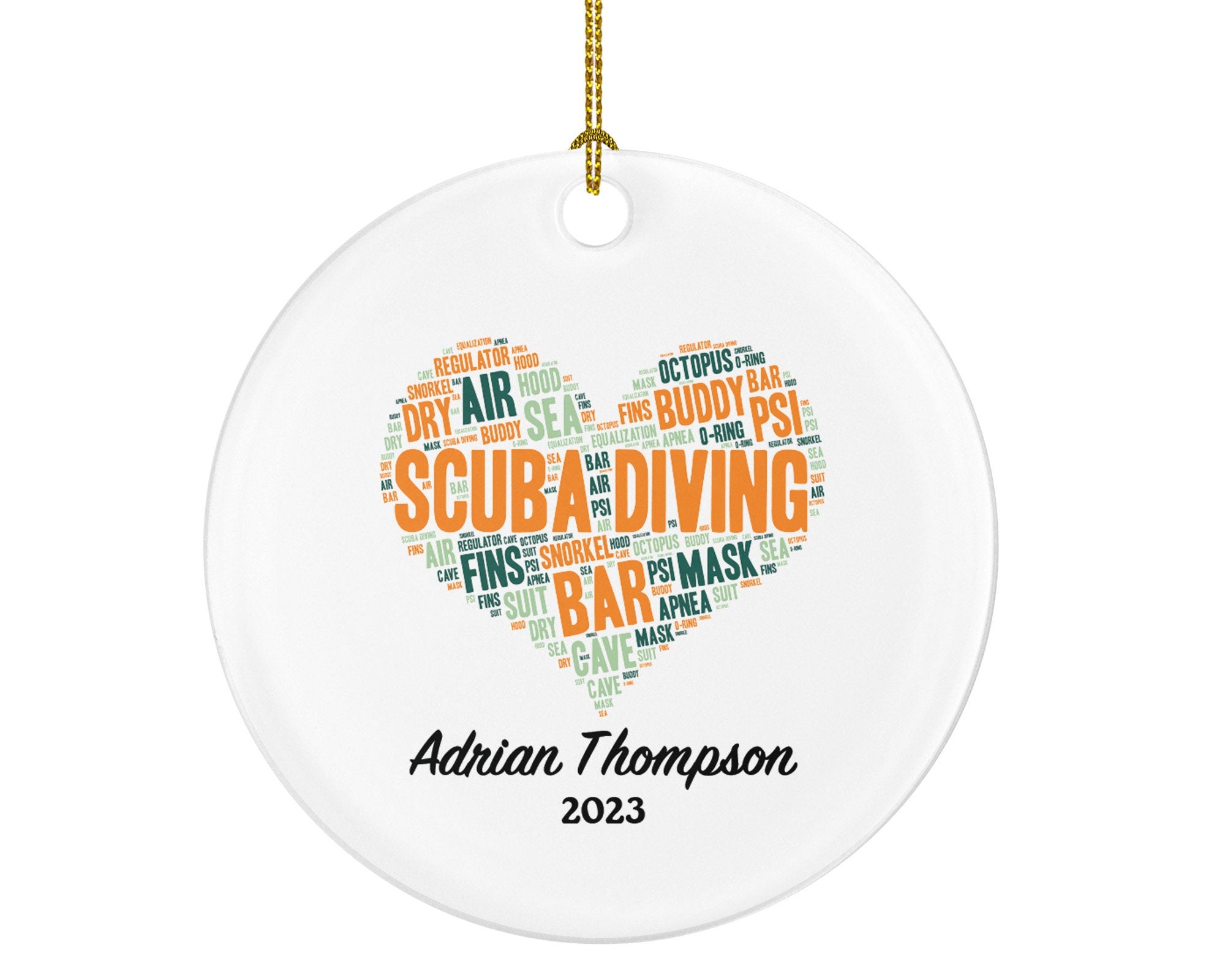 Personalized Scuba Diving Bar Christmas Ornament - Diving Lover Gift, Diving Equipment Christmas Tree Ornament