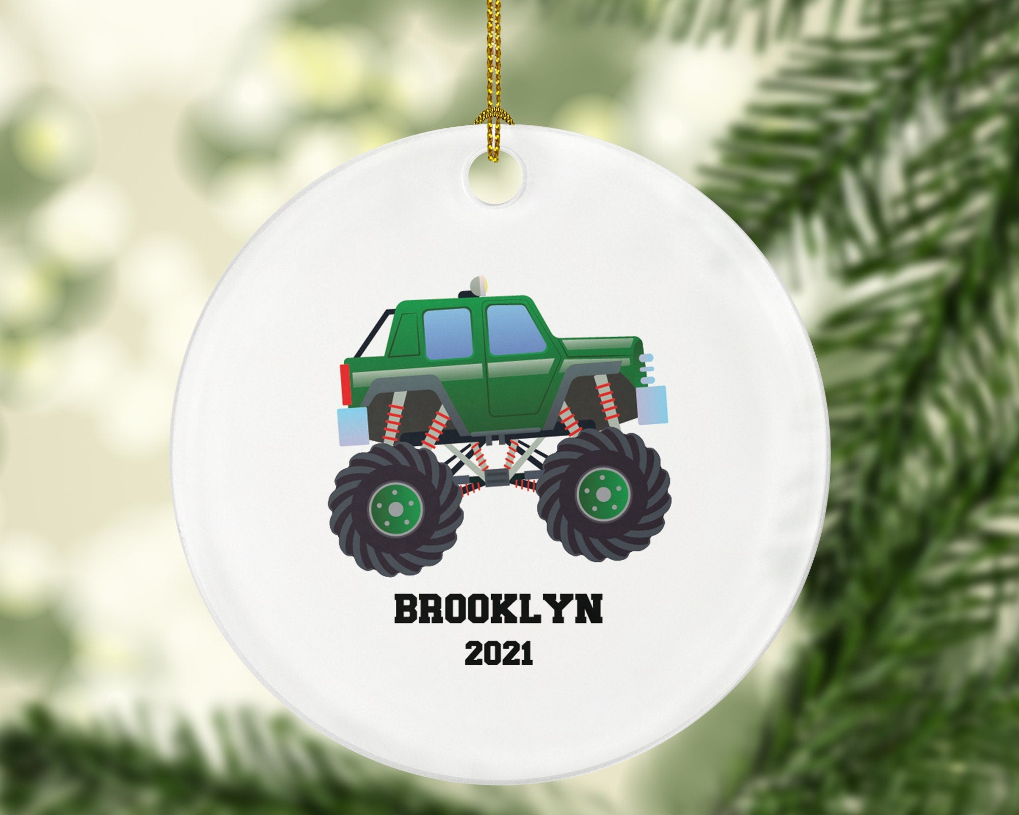Monster Truck Personalized Christmas Ornament - Driving a Monster Truck  for Child or Anyone that Love Monster Trucks