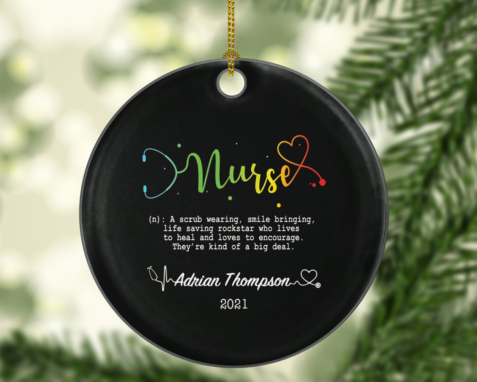 Nurse Definition Christmas Ornament Personalized - Nursing Registered Nurse Health Worker Gift from Patient for Nurse RN Custom Medical