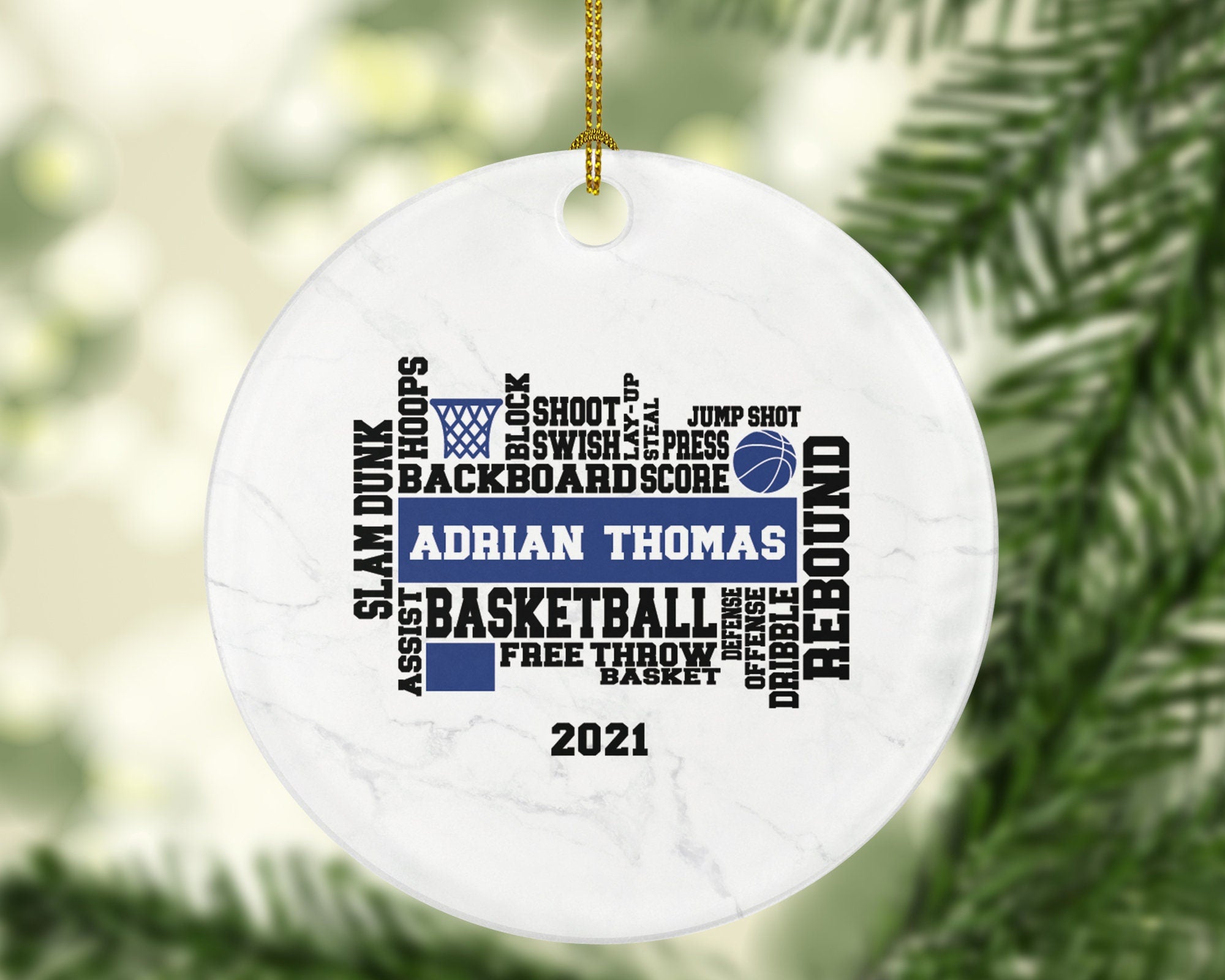 Basketball Team Player Christmas Ornament Personalized - Custom Gift for Basketball Team Player Gamer Sports Hobby Occupation Decorations