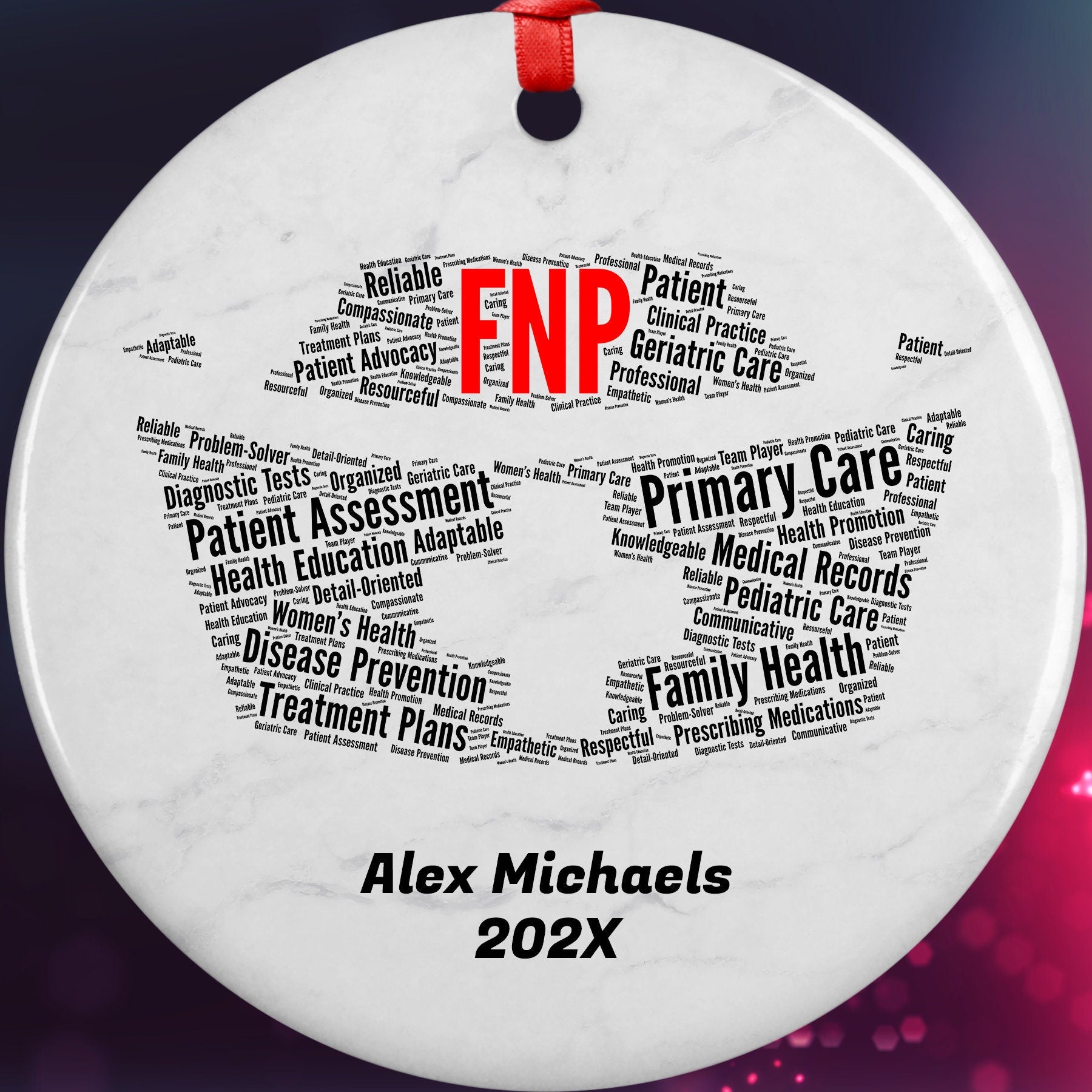Family Nurse Practitioner FNP Personalized Christmas Ornament