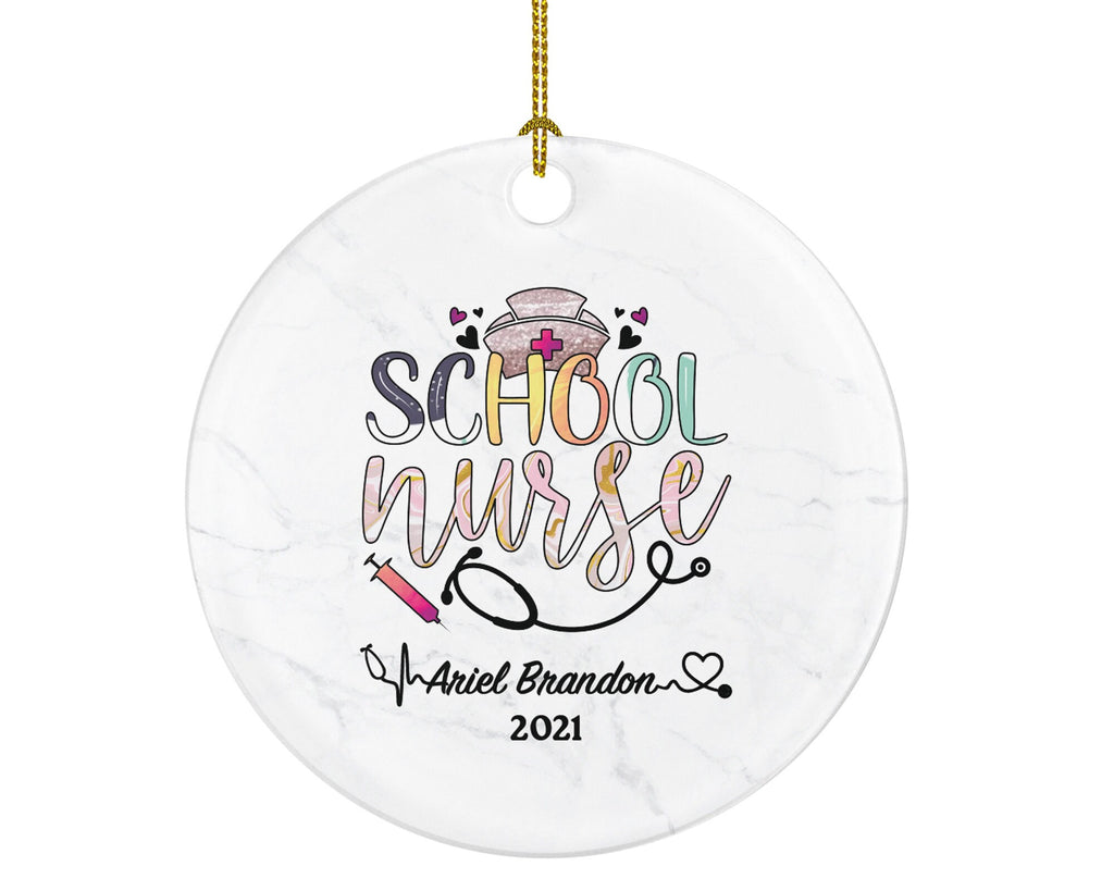 School Nurse Christmas Ornament Personalized -  Nurse Registered Health Worker Gift from Patient for Nurse RN Custom Medical
