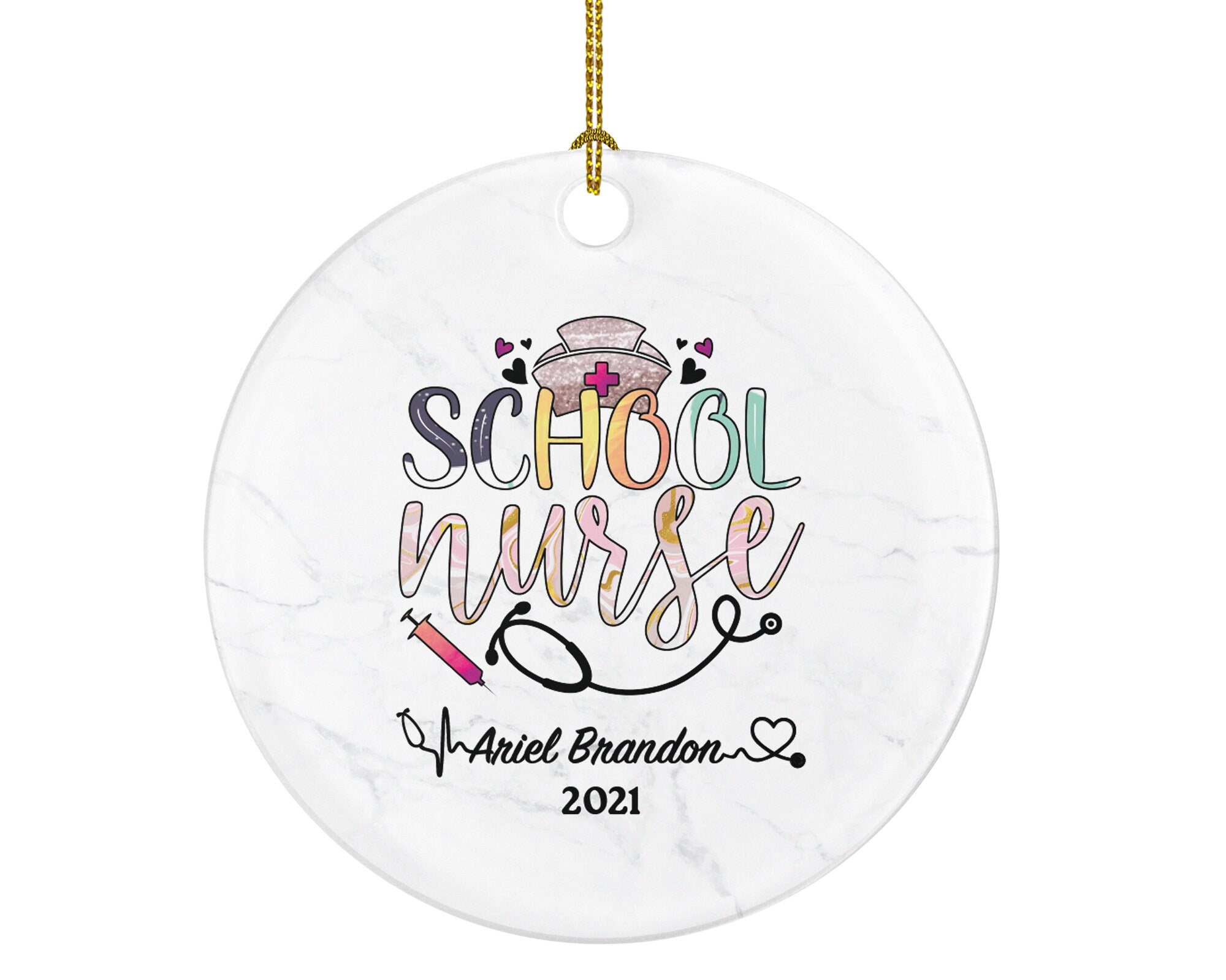 School Nurse Christmas Ornament Personalized -  Nurse Registered Health Worker Gift from Patient for Nurse RN Custom Medical