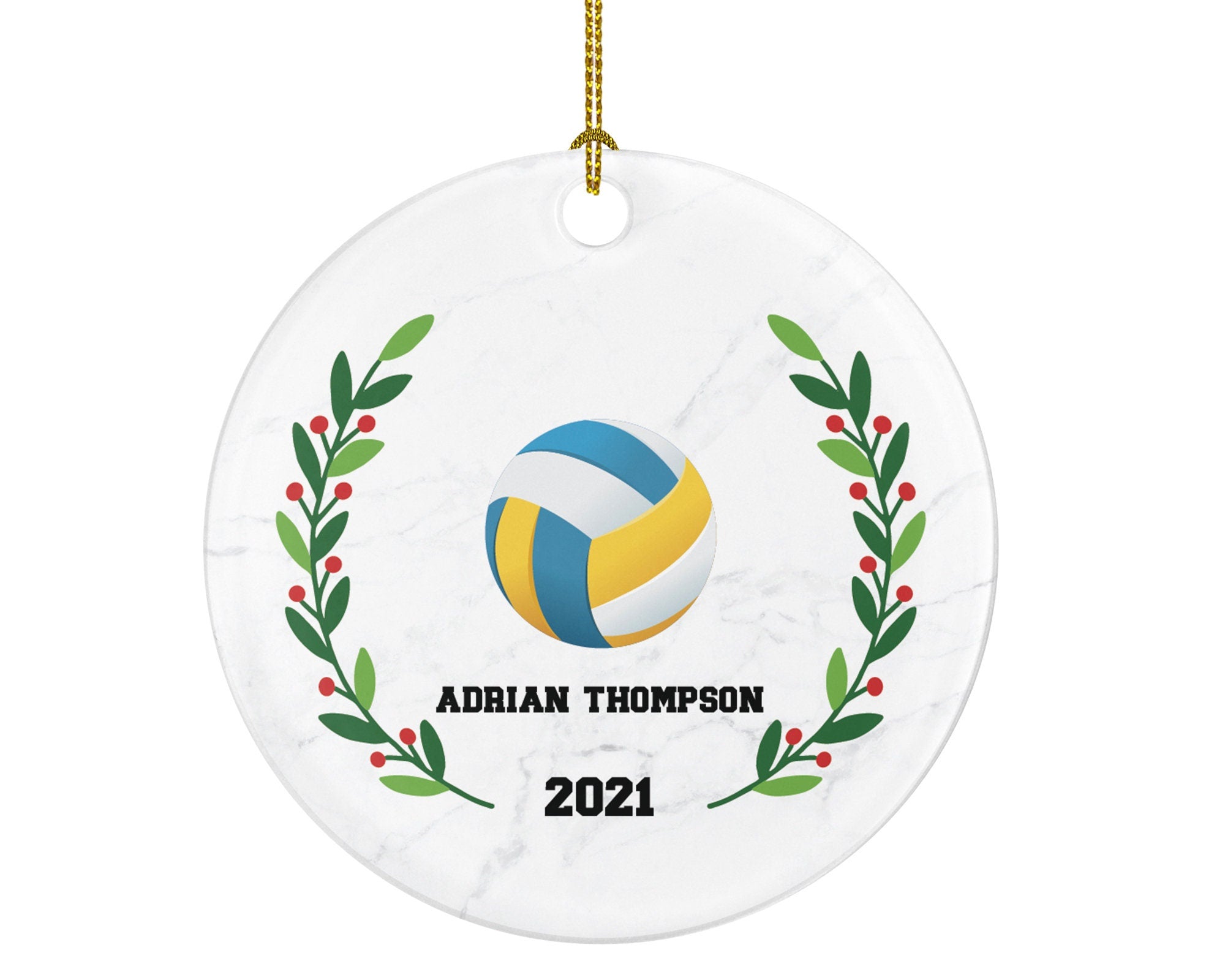 Volleyball Team Player Sports Christmas Ornament, Coach Gift Game Playing Personalized Gamer Custom Ball with Name Fan Hobby