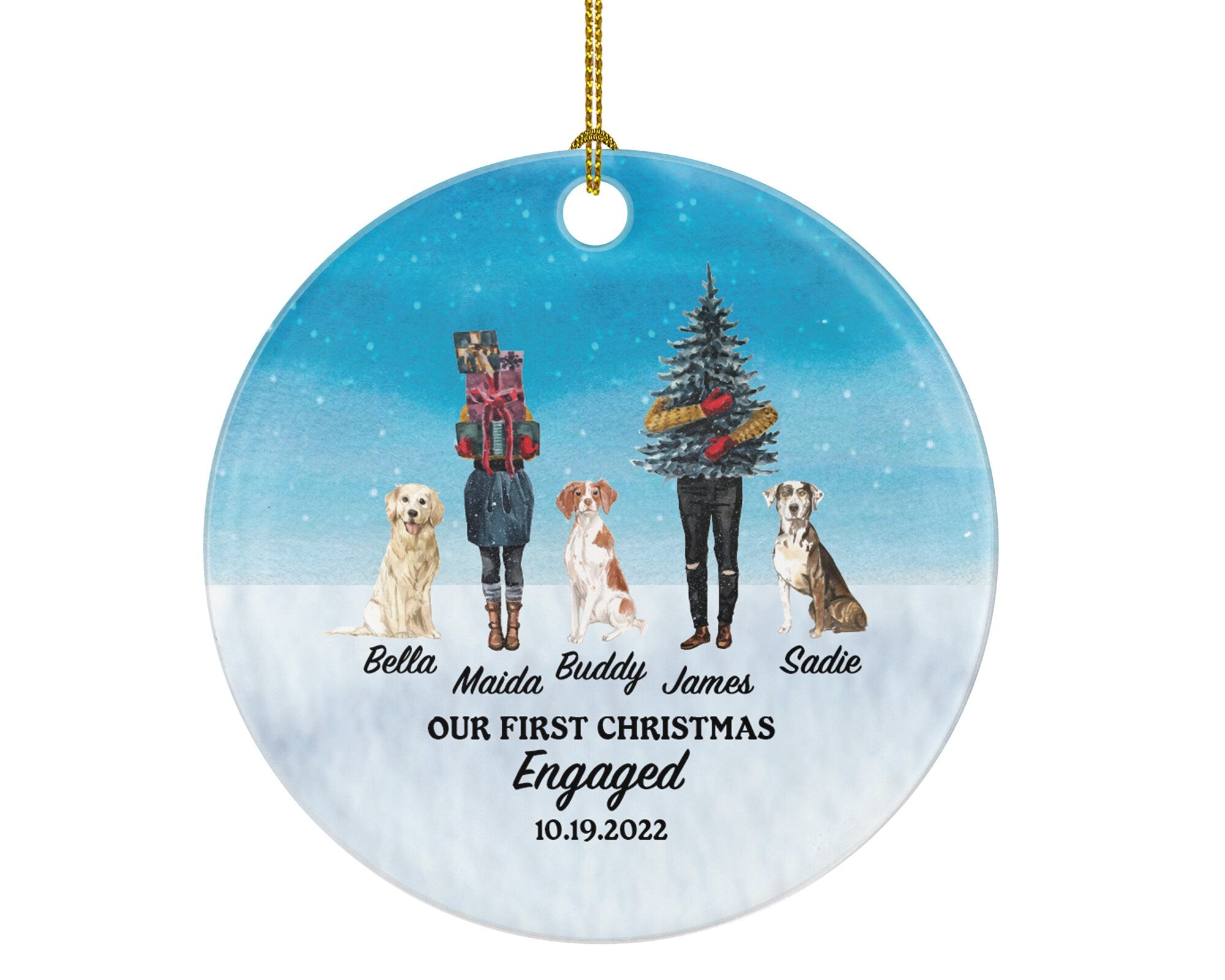 Cat Dog Owner Engaged Couple Personalized Christmas Ornament First Engagement Announcement Custom Pet Lover Gift Fur Holiday Rescue Breeds