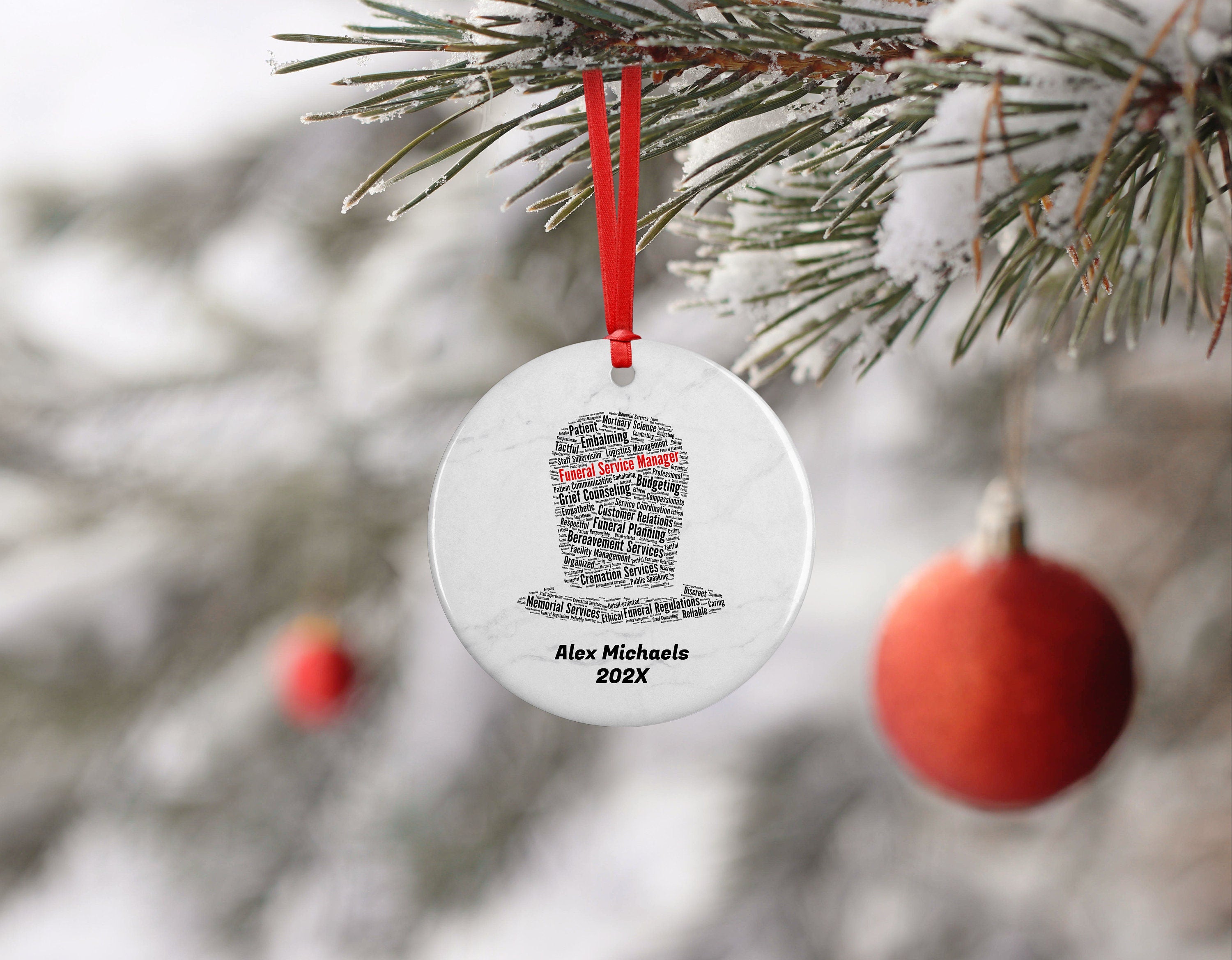 Funeral Service Manager Personalized Christmas Ornament