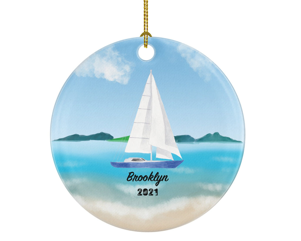 Sailboat Christmas Ornament Personalized - Sailor Custom Sailing Family Boat Gift for Captain