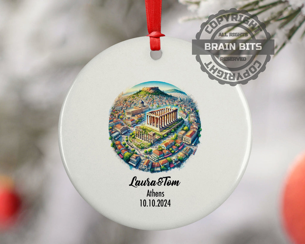 Athens, Greece, Ornament, Engagement, Married, Travel, Gift for Engaged Couple, Engagement Gift, Trip, Vacation Souvenir