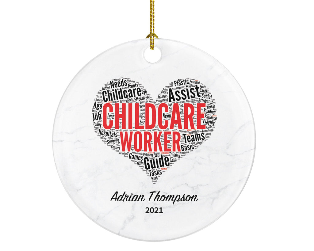 Childcare Worker Babysitter Big Sister Christmas Tree Ornament Personalized, Best Nanny Gift, #1 Babysitter Custom Holiday