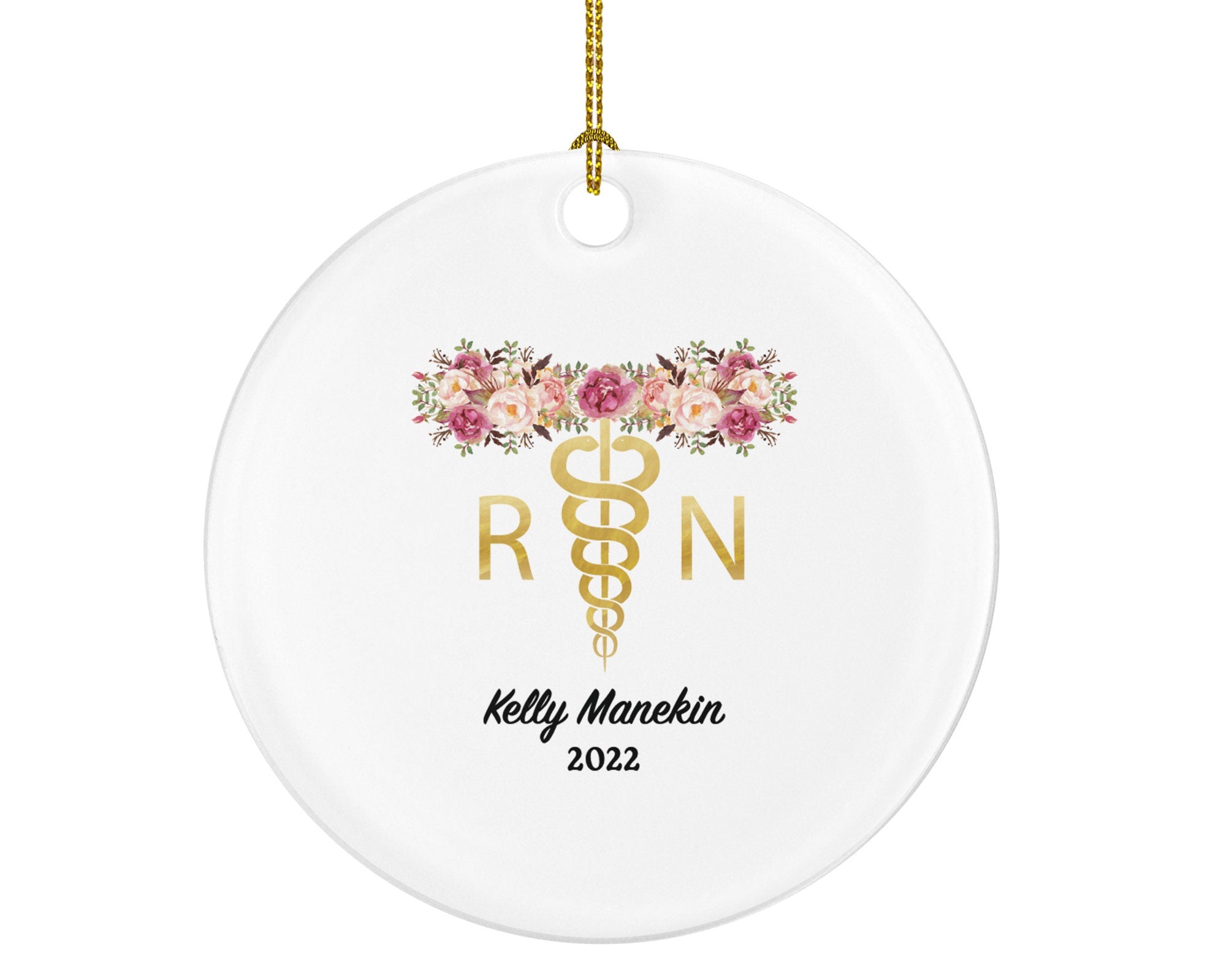 Personalized RN Registered Nurse Ornament Christmas Gift Practitioner Custom Flower Medical Researcher Super Power Occupation Intensive Care