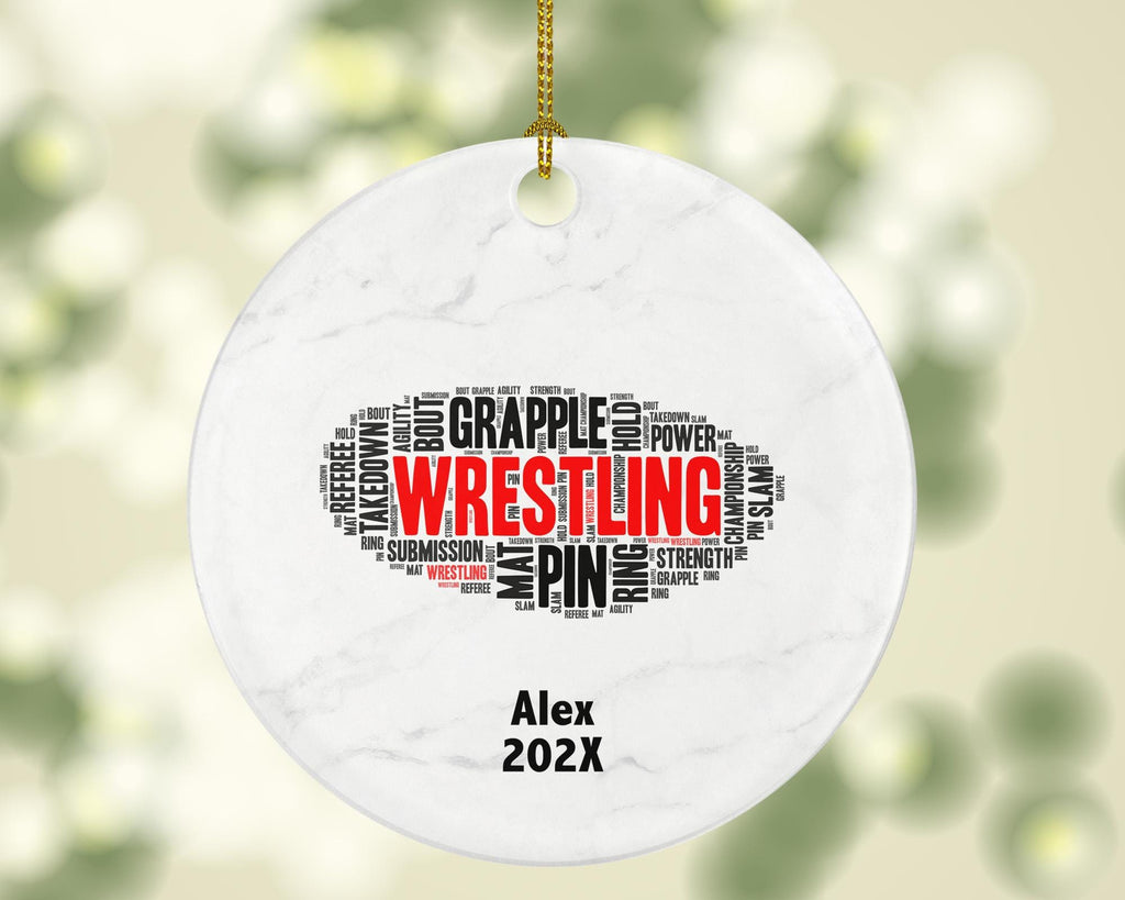 Personalized Wrestling Ornament – Custom Wrestler Gift with Word Art Design