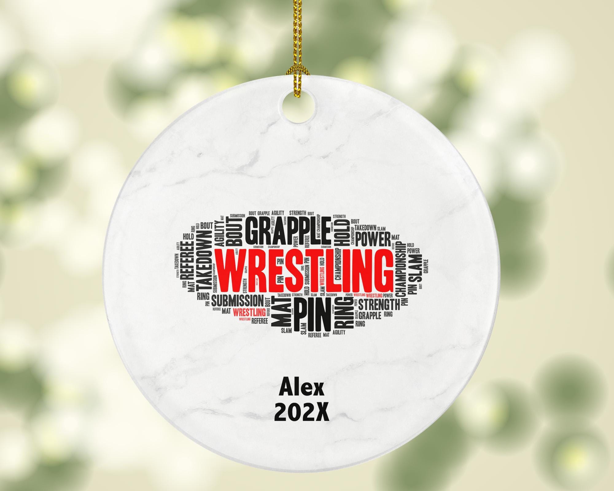 Personalized Wrestling Ornament – Custom Wrestler Gift with Word Art Design